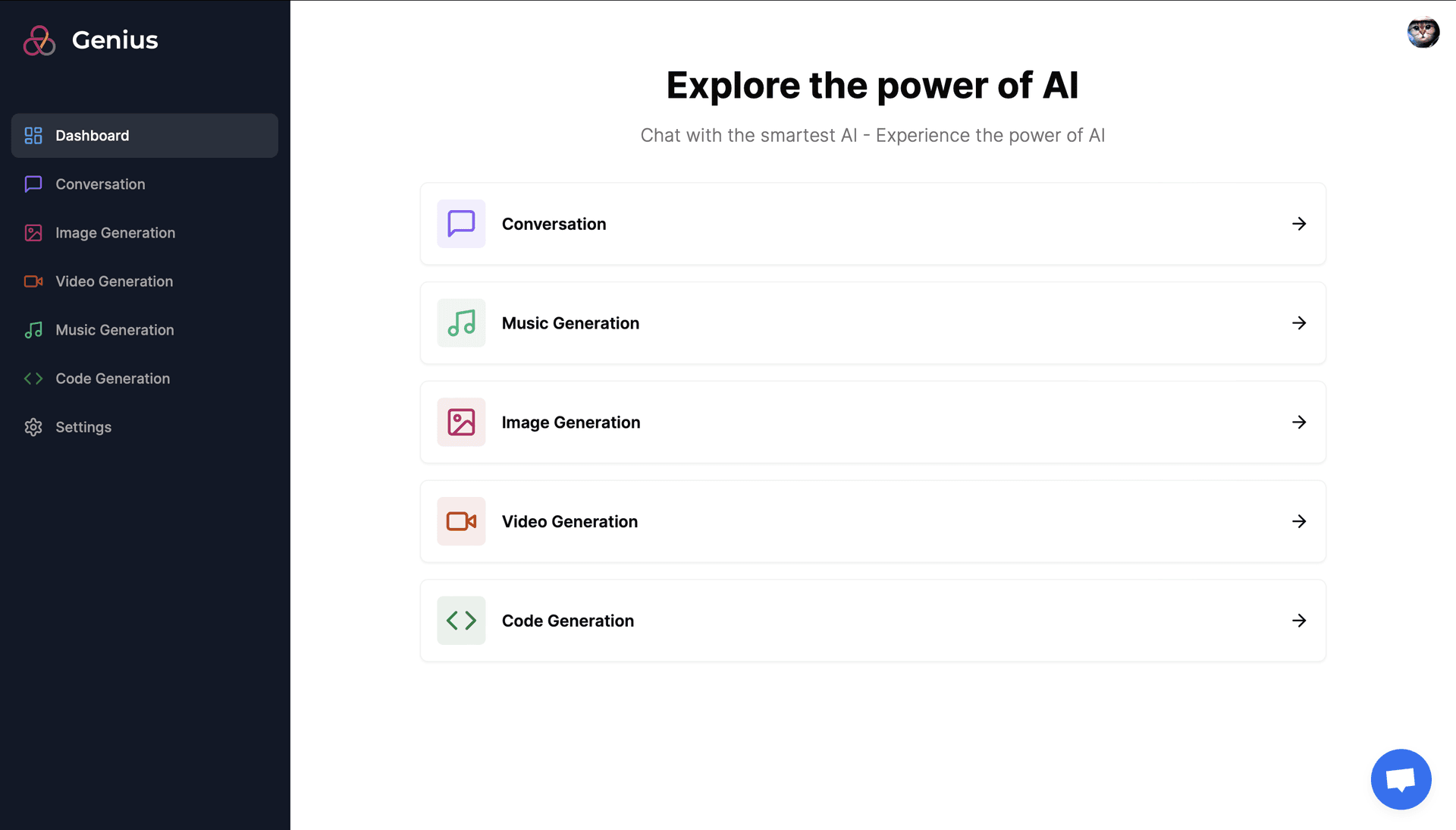 AI SaaS Platform User Interface