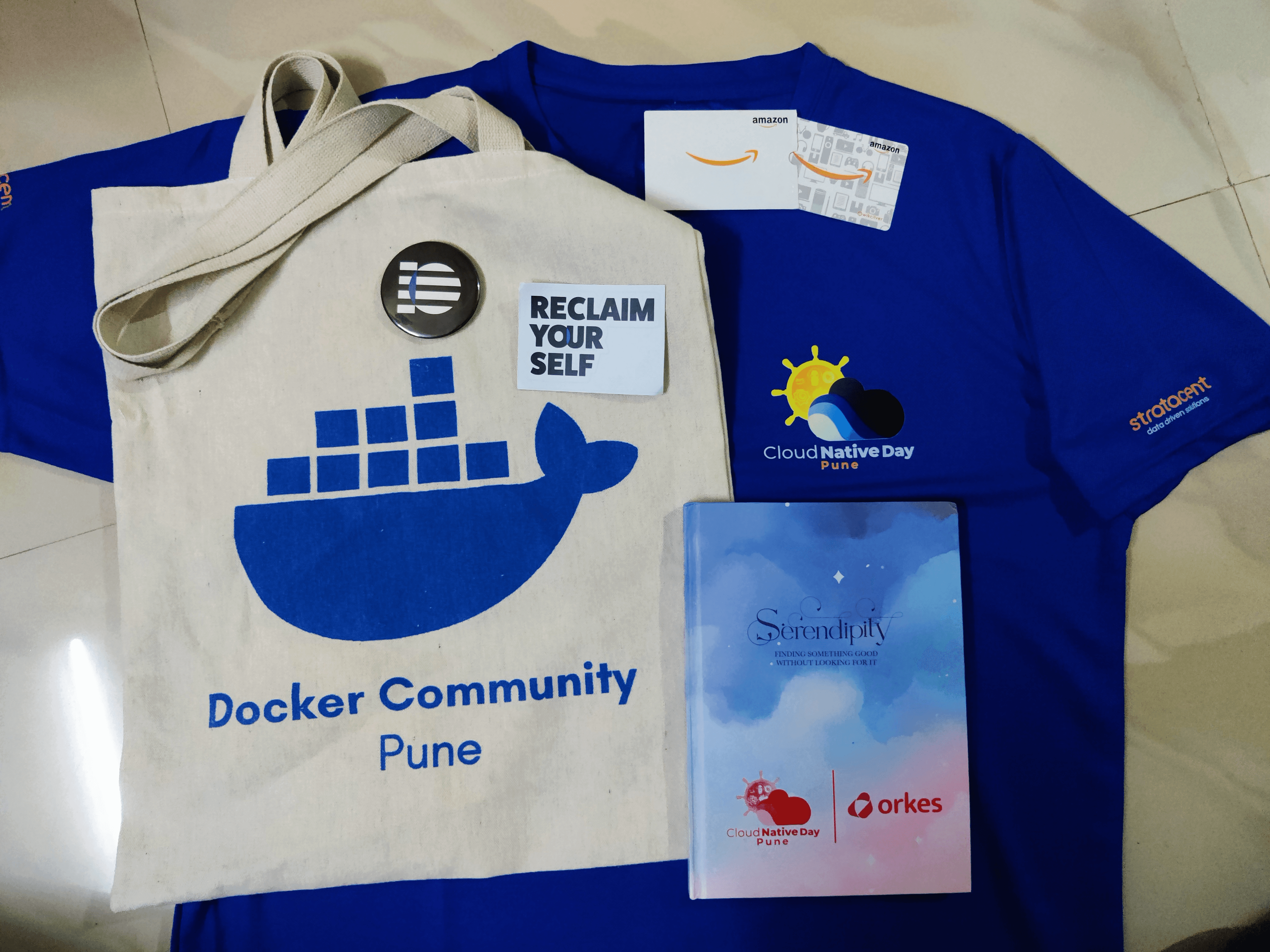 Conference swag and merchandise from CND 2023 sponsors